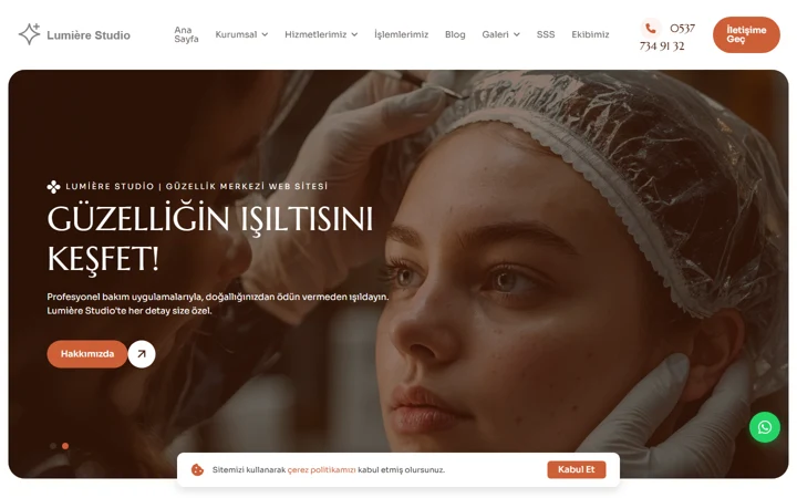 Güzellik merkezi web sitesi tasarımı