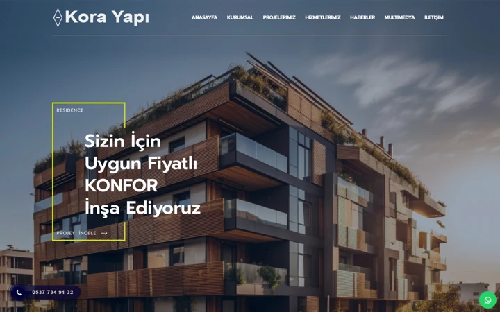 İnşaat & projeler web sitesi tasarımı