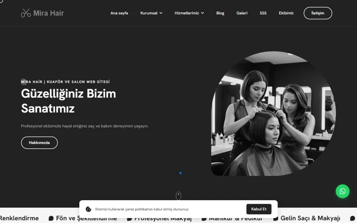 Kuaför salonu web sitesi tasarımı