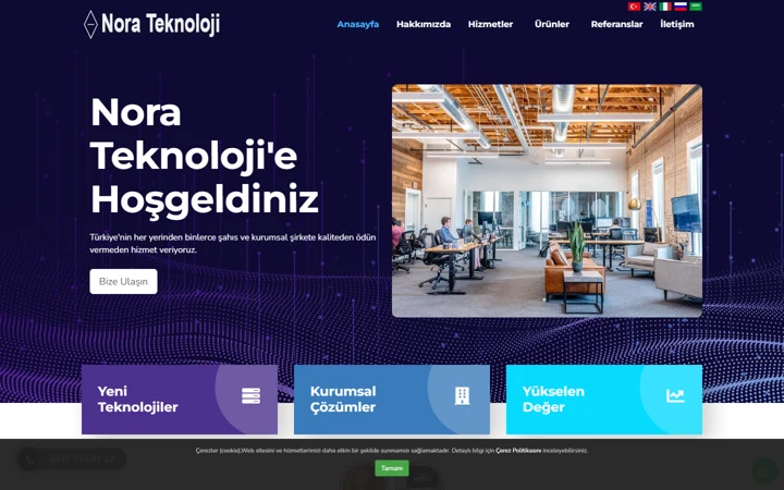 Kurumsal teknoloji web sitesi tasarımı