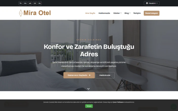 Şehir oteli web sitesi tasarımı