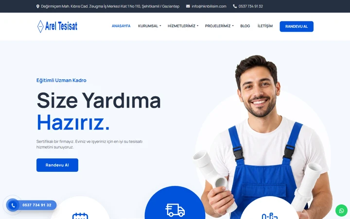 Tesisat & servis web sitesi tasarımı
