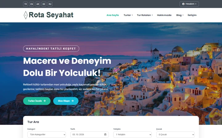 Tur & seyahat acentesi web sitesi tasarımı