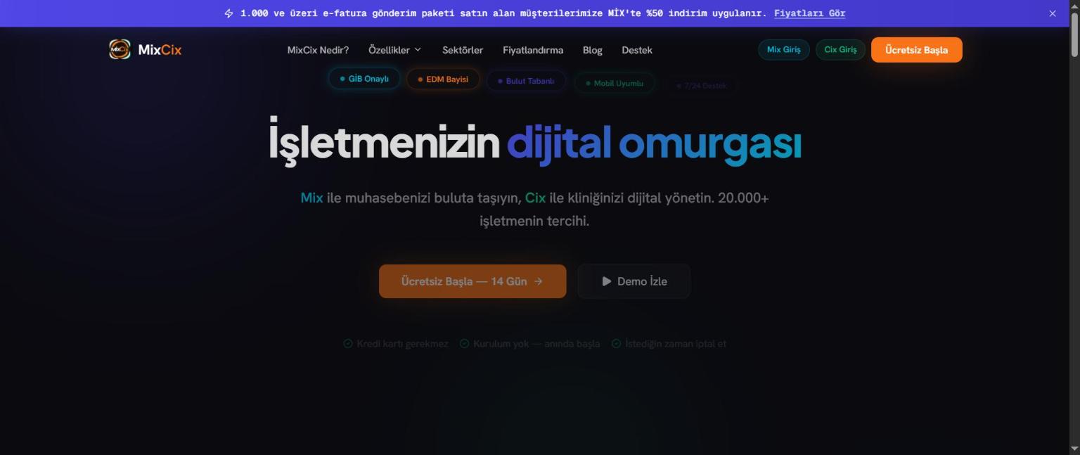 MixCix web sitesi — HKN Bilişim web tasarım referansı